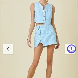 Light Blue Textured Two-Piece Set Best for a Medium